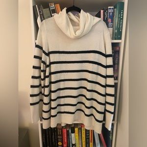 Black and white stripe Old Navy cowl neck sweater, size XL